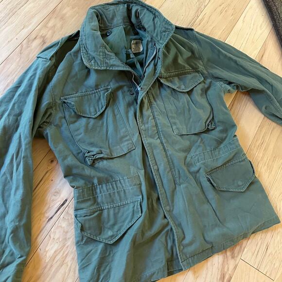 Men's Medium Field Coat Green Olice M-65 Jacket 1960/1970s Vintage Military Army - Picture 2 of 8